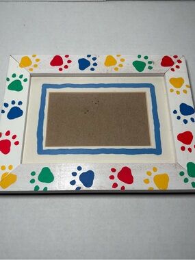 Vintage 90s Colorful Paw Prints Photo Picture Frame 4x6 Photos